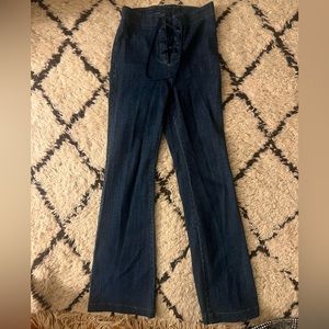 REFORMATION LACEUP FLARE DENIM JEANS